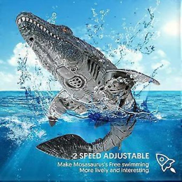 Kaukosäädöllä ohjattava Mosasaurus -uima-allaslelu RC-dinosauruksen simulaatio Dino-valo suihke ( )