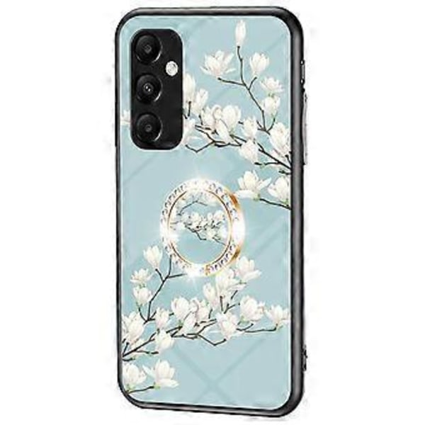 För Samsung Galaxy A35 5G Härdat Glas Skal Ring Ställ Mobilskal (Gardenior)