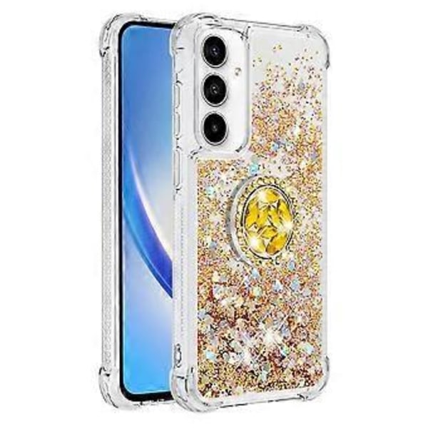För Samsung Galaxy A35 5G TPU Skal med Stöd Quicksand Stöttåligt Skydd (Guld/Hjärtan)