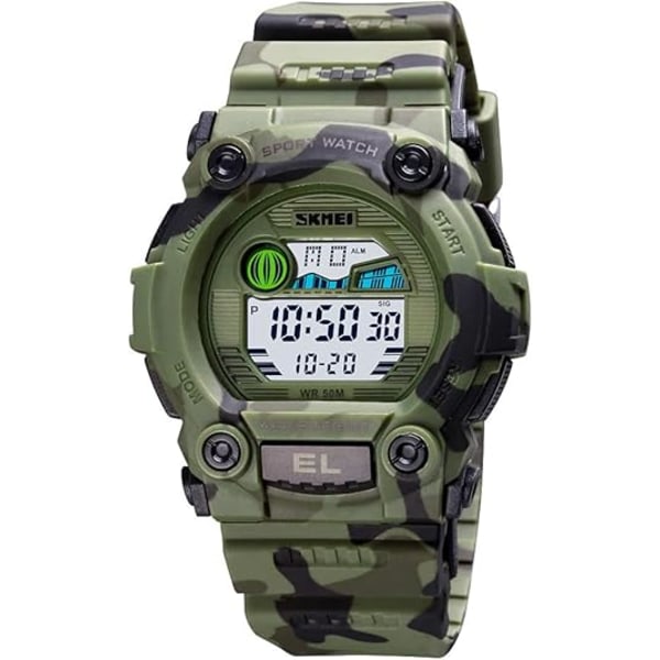 Pojkar Camouflage LED Sport Barnklocka Vattentät Digital Elektronisk