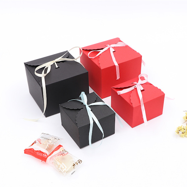 10,5x10,5x6cm, Svart Kraft Presentask (Paket med 10) - Tom Presentask