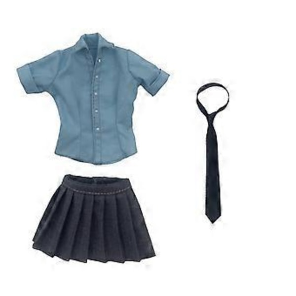 Actionfigurer Kjol 1/6 Skala Kvinnlig Skjorta Uniform Miniatyr Karaktär Kläder Hantverk Kläder Docka Slips för Klubb Studierum (Blå)