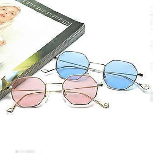 Vintage Glasögon Solglasögon Runda Goggles Unisex - Svart (Blå)