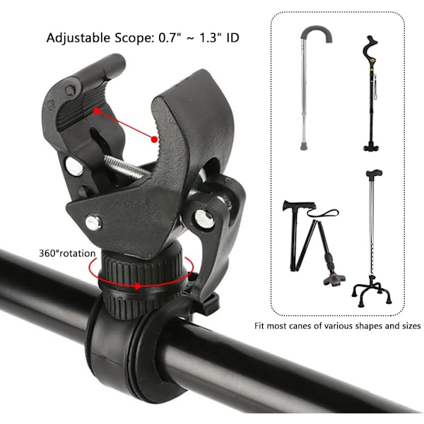 2 stk. Universal stokholder til rollator, rollator, kørestol - U