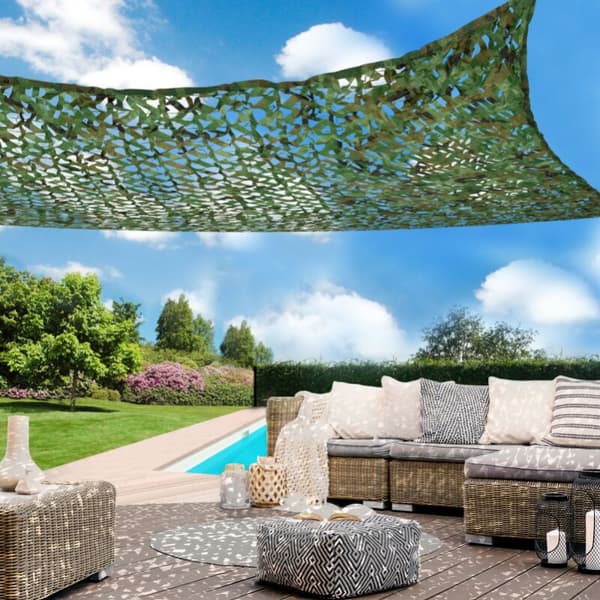 Rektangulär solsegel 6x3 m Design Camouflage Shade Plaid grön,