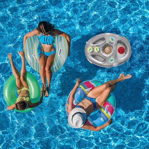Oppustelig flydende drikke- og snackholder til pools og boblebade