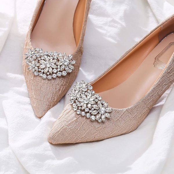Funklende Rhinestone Blomstersko Klips, Bryllupsfest Blomster Krystal Dekorative Sko Klips til Pumps Flats