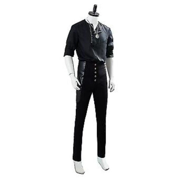 Geralt fra Rivia Cosplay Kostume Casual Wear Skjorte Mænd Sort Dragt Halloween Karneval Kostume Tilpasset (M)