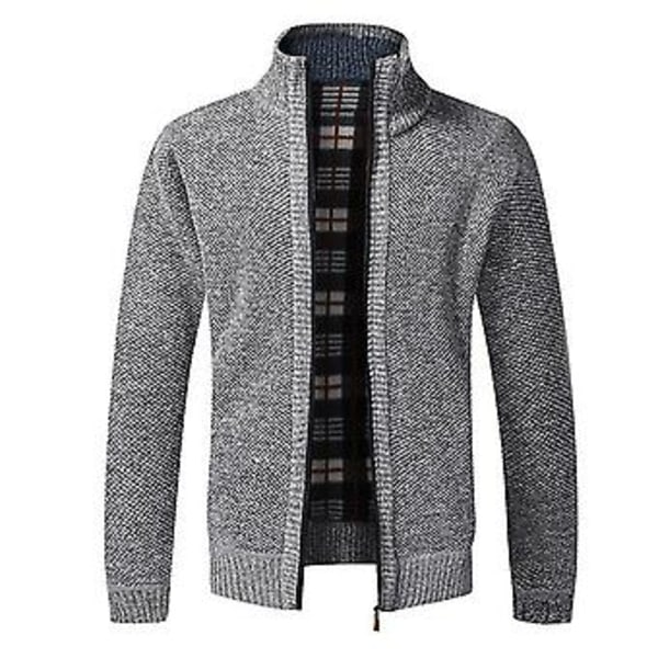 Fianao Tyk Cardigan til Mænd Åndbar Bomuldsblanding Behagelig Berøring Mænd Trøje til Daglig Brug (XL Lysegrå)