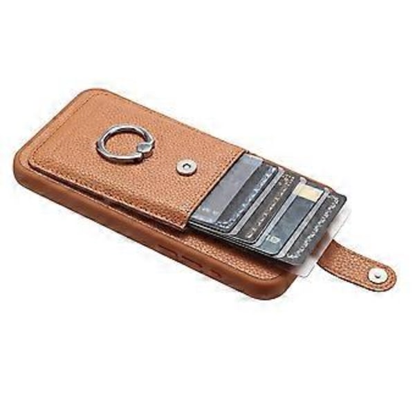 Skal för iPhone 16 Plus Ritningstyp Kortfack Läder Baksida med Ringstativ (Stil E)