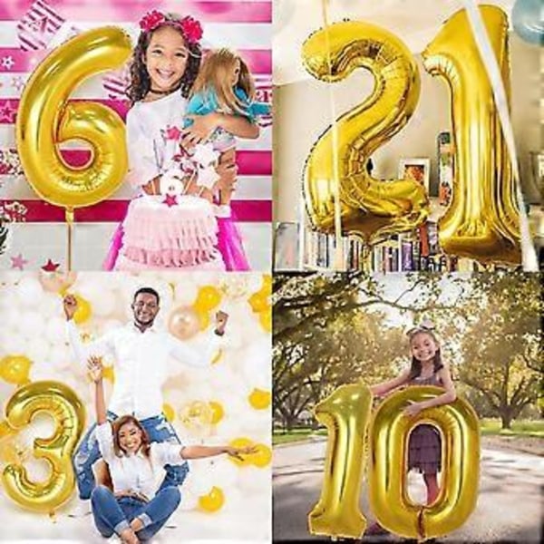 40 tommer Nummer Ballon, Gylden Helium Folie Ballon 0 1 2 3 4 5 6 7 8 9 Store Tal Balloner, Alder Balloner Fødselsdagsfest, Romantiske Lejligheder, Bryllup,