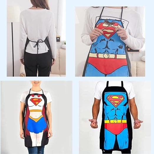 2 stk. køkkenforklæder - Superman-version til mænd og kvinder, par
