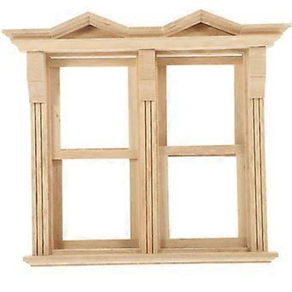Dockskåpsfönster Rekvisita DIY Mini Hus Dekoration Mini Trä Blank Fönster Dockhus Tillbehör