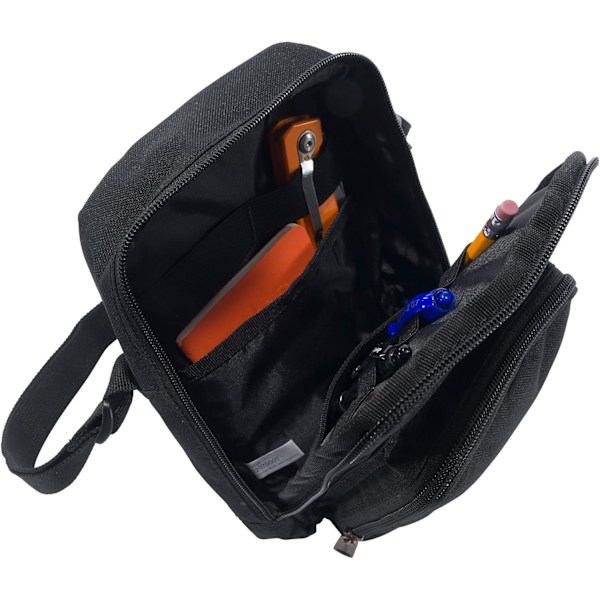Unisex-aikuisen vetoketjullinen, kestävä, säädettävä crossbody-laukku vetoketjukiinnityksellä, musta, yksi koko