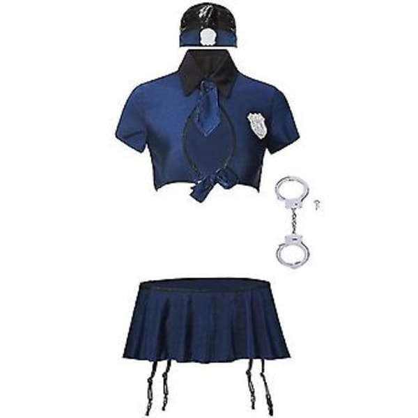 Kvinders Politi Kostume Cosplay Snavset Betjent Uniform Halloween Officer Outfits (L)