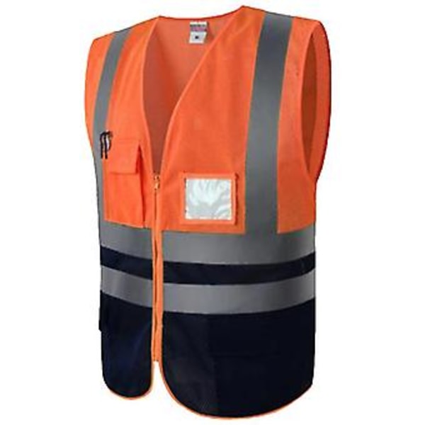 Andningsbar Hi Vis Väst Reflekterande Rand Säkerhetsarbetsväst (2XL Orange)