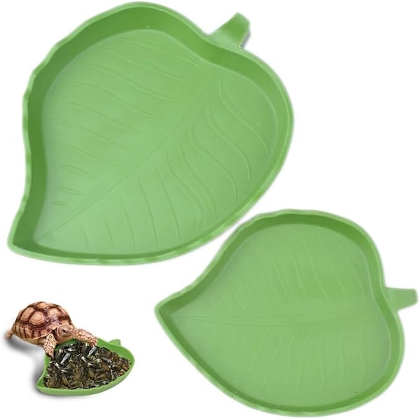2 Pakke Blad Reptil Mad- og Vandskål til Akvarie Ornament