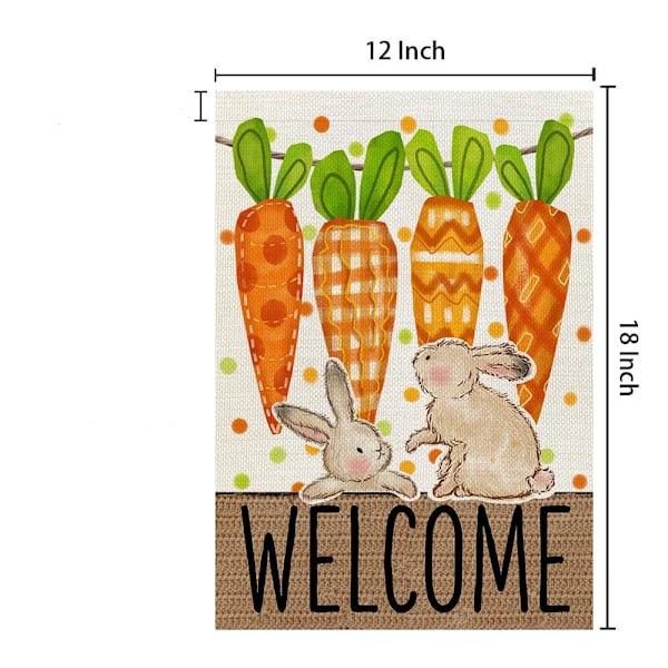 Påske Gulerødder Kanin Have Flag 12x18 Tommer Dobbeltsidet til Udendørs Lille Velkommen Burlap Ferie Have Flag 3 stk
