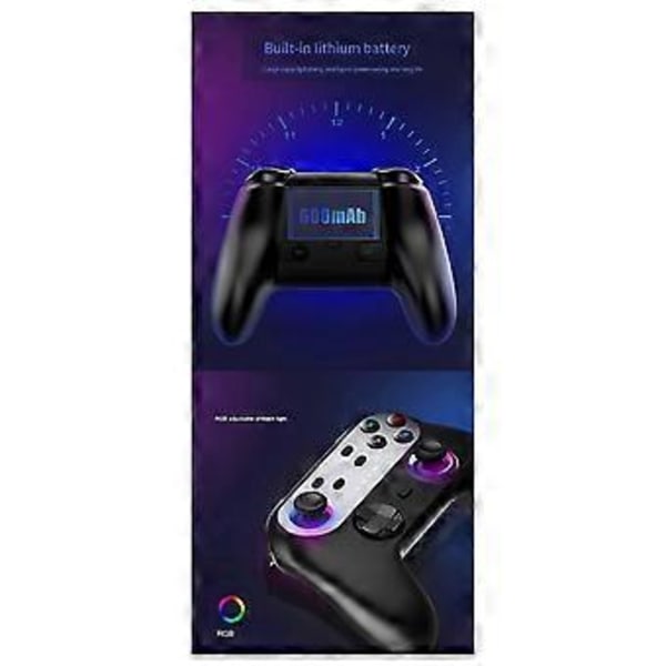 Trådlös handkontroll med programmeringsfunktion för Switch Pro, RGB-ljus, trådlös Bluetooth (Vit)