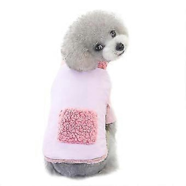 Efterår og Vinter Varmt Kæledyrstøj Farvematchende Bomuldsfrakke med Lomme (XL Pink)