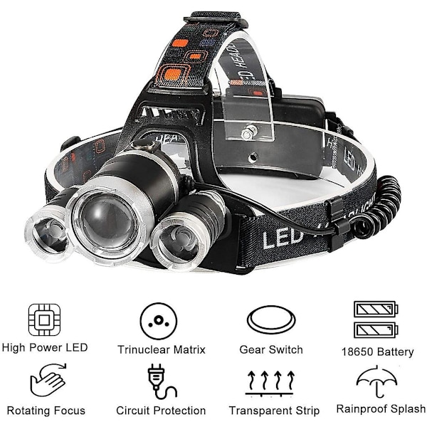 Led Hodelykt Super Bright Led Hodelykt Hodelykt Vanntett Håndfri Hodelykt For Camping Fotturer Fiske