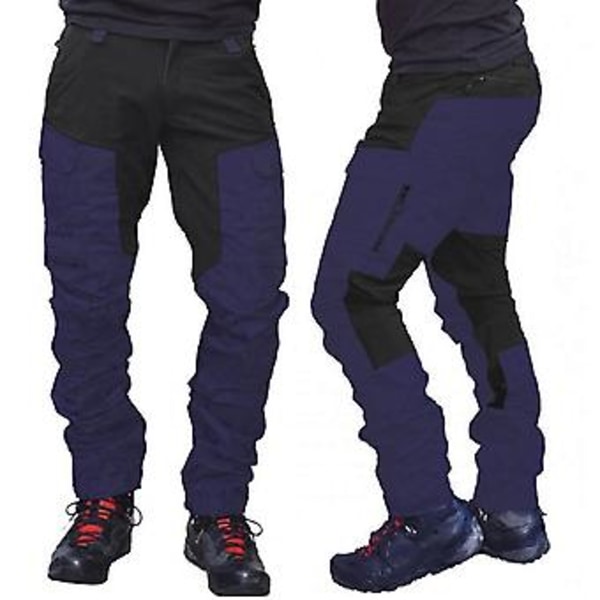 Fianao Mænds Mode Farveblok Multi Lommer Sports Lange Cargo Bukser Arbejdsbukser (XL Sort)