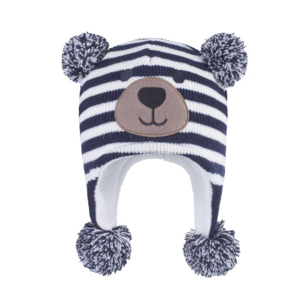 Björn - Beige Stripe 6-12 månader småbarn barn spädbarn vintermössa, öron