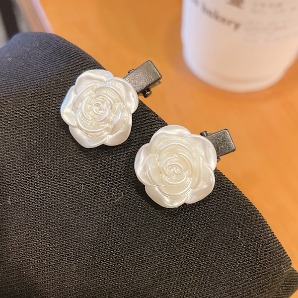 (10 stk Hvid) Bryllupshårklip, Hvide Roseblomster Hårtilbehør