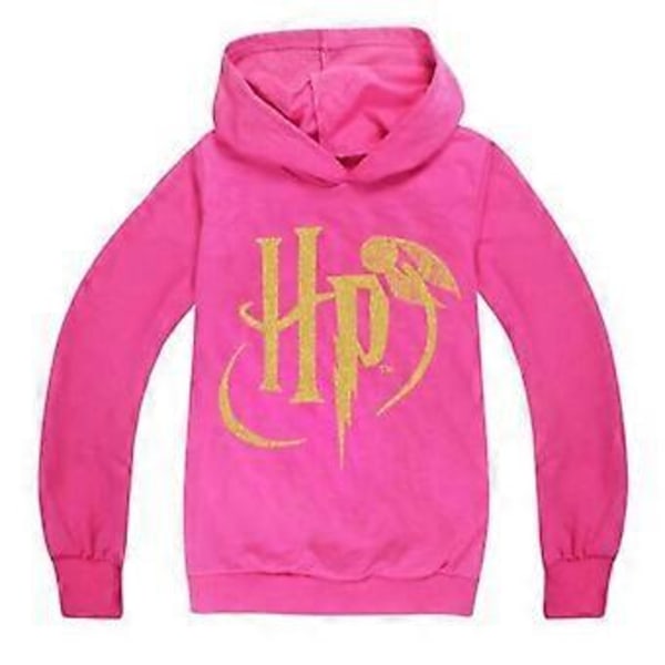 Hogwarts Harry Potter Tryckt Barn Hoodie Casual Långärmad Huvtröja Pullover Jumper Toppar (13-14 År Ros Röd)