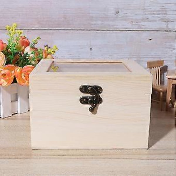 Woodsy Decor Träorganisator Fodral Evig Blomma Trälåda Enkel Klocklåda Träklockfodral