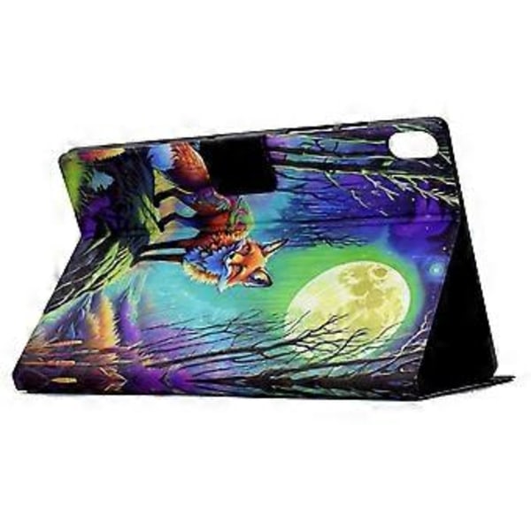 Fodral för iPad (2025) / 10.9 (2022) med kortfack, mönstertryckt stötsäkert läder surfplatta skydd (Moonlight Fox)