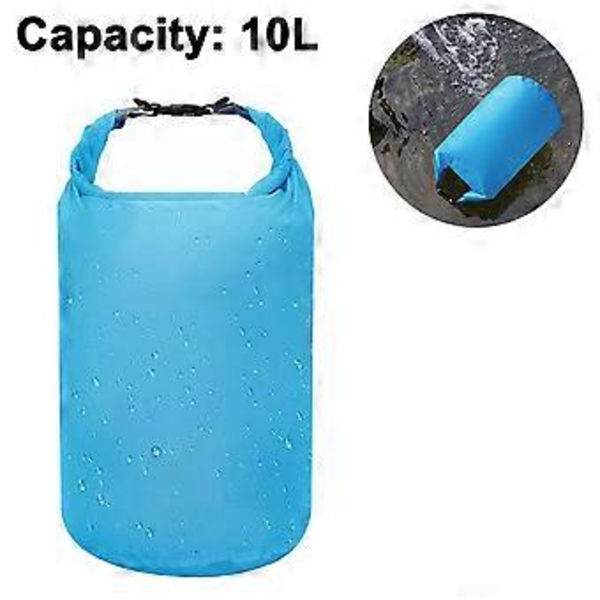 Flydende Vandtæt Tørpose 10L/20L/40L, Rulletoppose Holder Udstyr Tørt til Kajakroning, Rafting, Sejlads, Svømning - Himmelblå - 10L