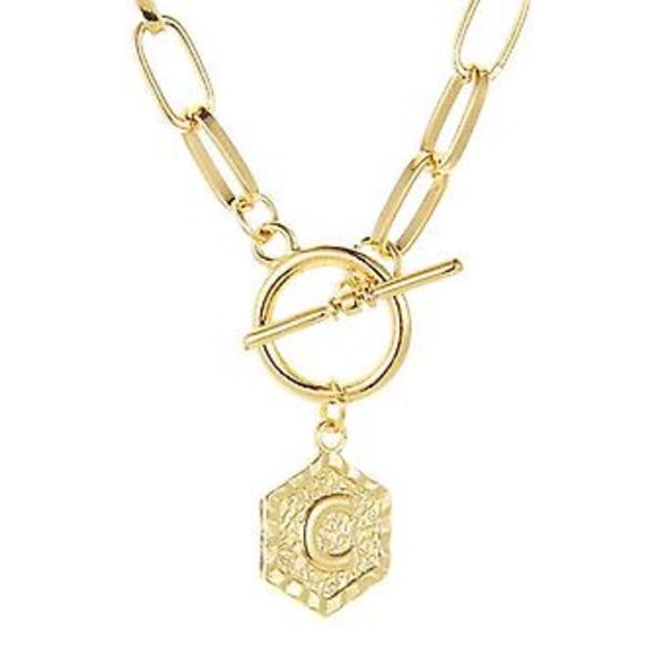 StatementHalsband 26 Engelska Bokstäver Hänge Kedja Retro Pappersklämma Halsband Hexagon C