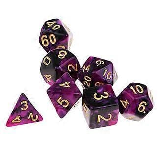 7X Polyedriska Tärningar Tärning D20 D12 D10 D8 D6 D4 för DND RPG MTG Lila Svart