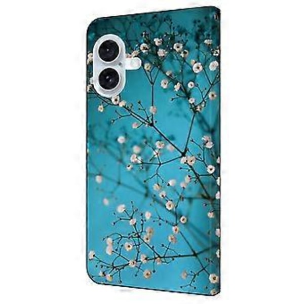 Skal till iPhone 16, mönstertryckt skyddande fodral TPU+PU Läder Flip Telefonfodral (Stil F)