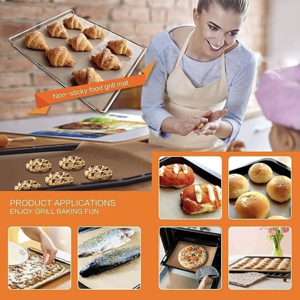 (7 st) (Koppar)Grillmattor för utomhusgrill, set med 7 koppar grillmattor, non-stick PFOA-fri 15,75 x 13\", kraftig, res