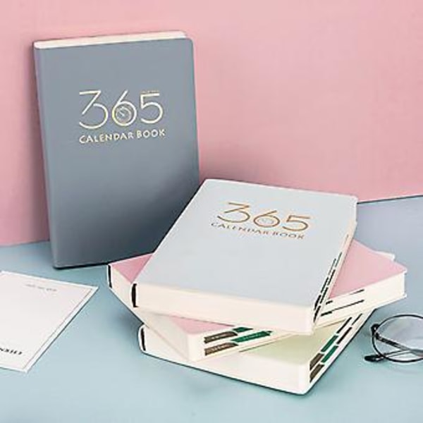 Blød Læder Planner Skema 365 Dage To-Do-Liste Skema Pad til Kvinder Mænd (Pink)
