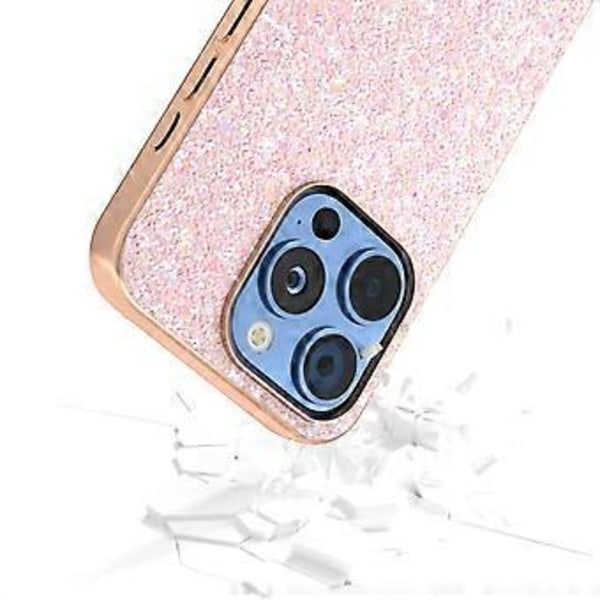 För iPhone 16 Pro Max Skal Elektropläterad Telefonfodral Färgglatt Glitter Design PU+TPU Skyddsfodral (Stil B)