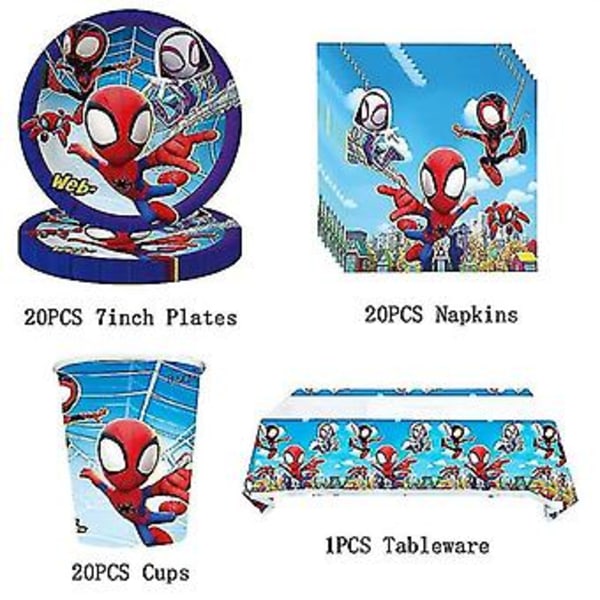 Spidey og hans fantastiske venner Fødselsdagsfest Dekoration Spiderman Tema Bordtøj Kop Plade Spidey Ballon Forbrugsvarer til Børn (61 stk. sæt)