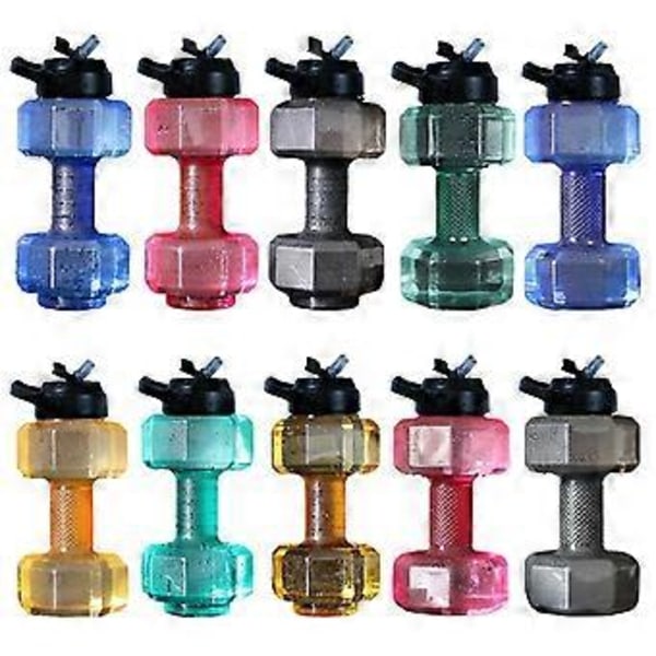 Stor Kapacitet Kop Dumbbell Form Drikkevandsflasker Vægtstang Kedel Kropstræningsflaske () til Udendørs Campingrejser (2200ML Sort)