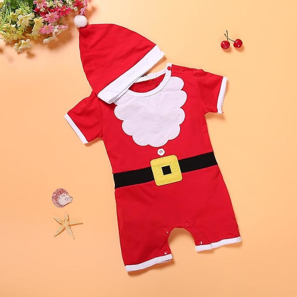 Christmas Clothes Baby Romper Santa Claus Clothes Newborn Baby Clothing Cotton J red 24M