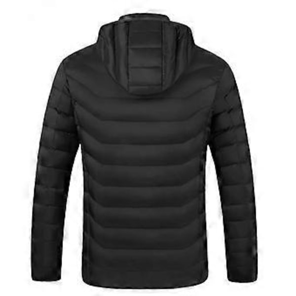 Oppvarmet jakke for kvinner og menn med 21 varmesoner - Vinterhettejakke i myk dun - USB/DC-lading - Kroppsvarmer - Yttertøy (3XL Svart)