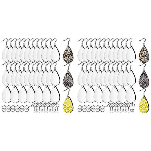 120pcs Sublimation Blank Earrings Unfinished Teardrop Heat Transfer Printing Earrings Pendant For J