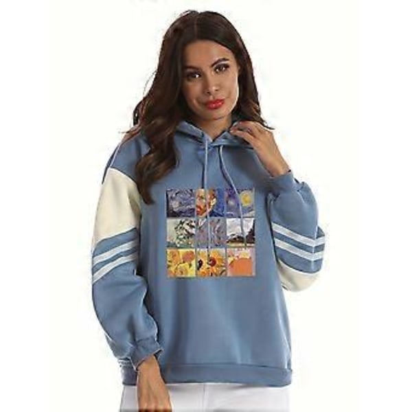 Hættetrøje løs snørehættetrøje langærmet fleece fortykket sweatshirt (M Abrikos)
