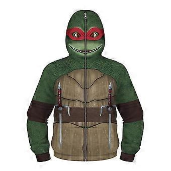 Barn Gutter Teenage Mutant Ninja Turtles Jakke Full Zip Morsom Hettematte Frakk Hettemaske Yttertøy (12-13 År)