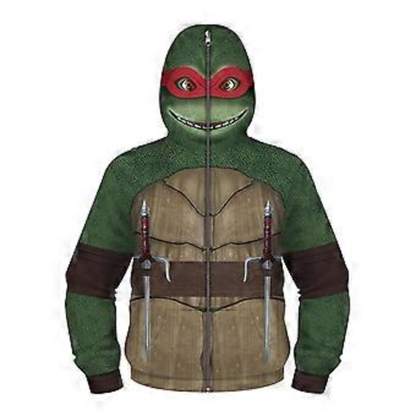 Barn Pojkar Teenage Mutant Ninja Turtles Jacka Full Zip Rolig Hoodie Kappa Mask Ytterkläder (8-11 År)