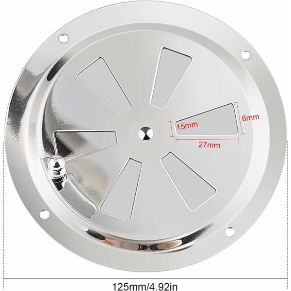 Rund ventilationsgaller, 125mm ventilationsgaller i rostfritt stål