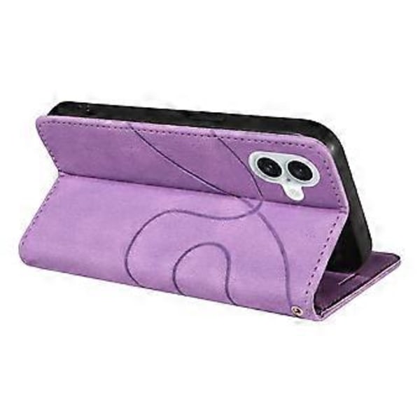 KT Läderserie-1 Fodral till iPhone 16 Plus Flip Folio Skyddande Telefonfodral Tvåfärgad Splitsning (Stil E)
