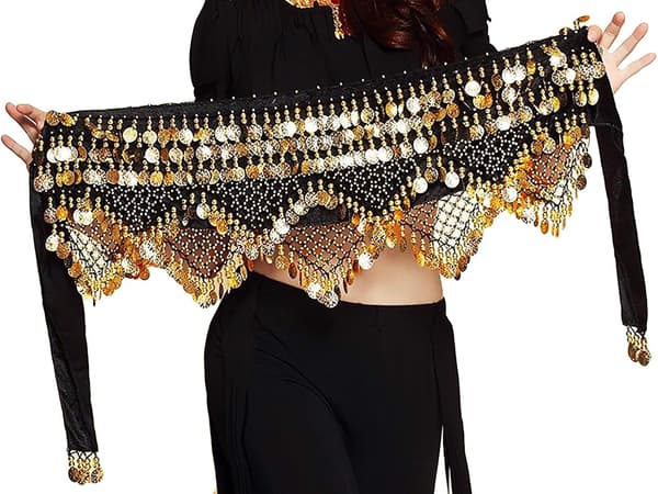 Dans höftscarf svart guld