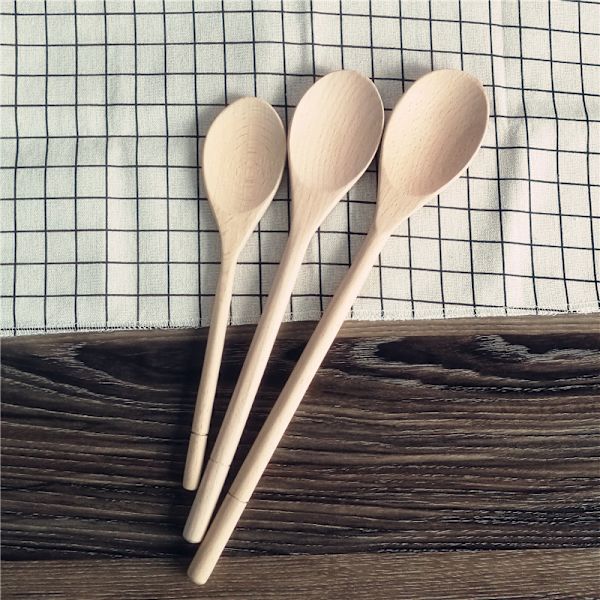 Select Maple Solid Spoon Set, 10, 12, 14 tum 3-delars set, Naturlig